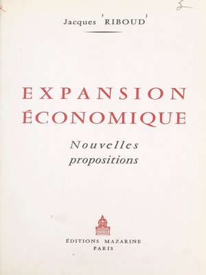 cover image of Expansion économique